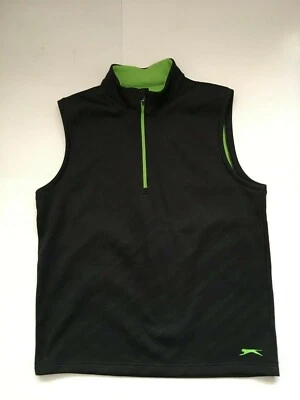 Chaleco de golf Slazenger para hombre sin mangas 1/4 cremallera forrado de lana negro/lima talla M usado en excelente estado Foto 1 de 4