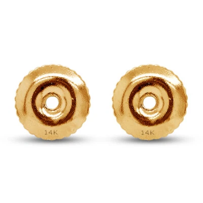 1 Pair Genuine Real 14K Yellow Gold Threaded Screw off Earring Back Replacement - Image 1 of 4