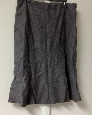 Falda Ann Taylor Tweed Mezcla Lana Largo Midi Acampanado Forrada Talla 14 Gris Nueva Foto 1 de 4