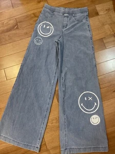 H&M Girls Smiley World Pull On Wide Leg Jean Pants Size 18 (13y-14y Old) - Picture 1 of 11