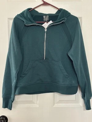 Danskin Ladies' Mixed Rib Cozy Half Zip Hoodie, Green ,Size- Small - Image 1 of 4