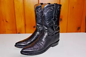 LUCCHESE Classics Handmade BLACK TEJU LIZARD Cowboy/Western Boots 9D USA - Picture 1 of 12