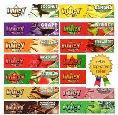JUICY JAY'S KINGSIZE | All Flavours Rolling Papers | Sugar Gum | 1 5 10 12 24