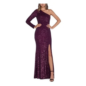 Xscape weinrot hoher Schlitz elastische Bündchen gefüttert Kleid Junior 8 NEU $ 279 3967X - Bild 1 von 3