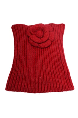Bufanda de cuello Portolano para mujer crochet detalle floral rojo brillante talla OS Foto 1 de 4