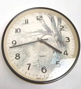 Vintage Retro Metamec Wanduhr Quarz MCM Waldszene braun creme 20 cm - Bild 1 von 8