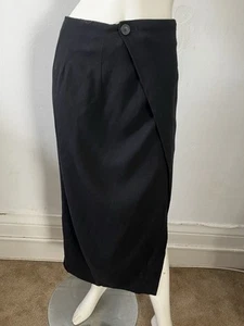 Vintage USA Wool The Limited Knit Wool Blend Maxi Skirt Size 8 Black Thigh Slit - Picture 1 of 7
