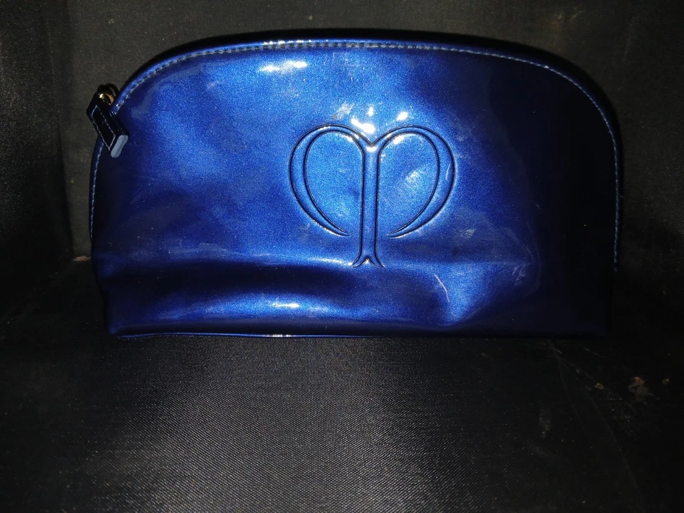 Bolsa de maquillaje cosmético Cle de Peau brillante metálico azul oscuro bolsa -e185 Foto 1 de 4