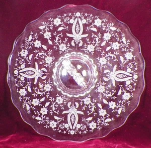 Princess Center Handle Server Tray Prelude Etch Viking #5246 Elegant Glass - Picture 1 of 9