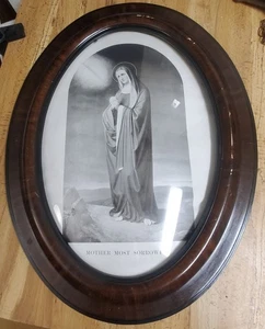 Antiker viktorianischer Bilderrahmen Blase Glas Holz oval 24 1/2" x 18 3/4" Mutter - Bild 1 von 8