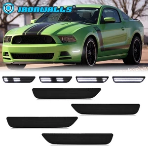 4pcs Smoked LED Front Rear White Side Marker Lights For 2010-2014 Ford Mustang - Picture 1 of 12