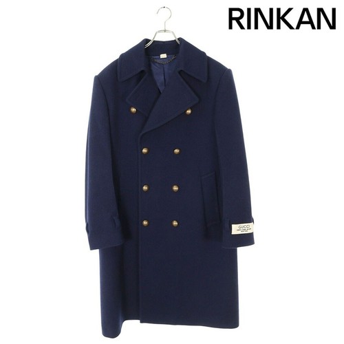 Gucci 23AW 761734 Z582J cappotto lana doppiopetto etichetta logo uomo 50 Usato