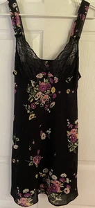 Oscar de la Renta schwarz Blumen Spitze Cups Nachthemd, Slip, Kleid, Bindeband, S NEUWERTIG - Bild 1 von 7