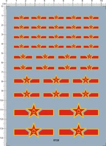 Adesivo super dettaglio fino 15-40 mm Cina militare rosso stella marcature modello acquascivolo - Foto 1 di 1