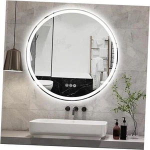 Round LED Bathroom Mirror,28 Inch Dimmable Round Led Bathroom Vanity Mirror - Picture 1 of 7
