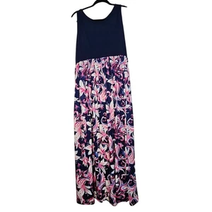 Maxi Sleeveless Size 3XL Navy pink floral dress. - Picture 1 of 4