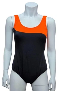 Traje de traje de natación de una pieza negro naranja sin cable MARKS & SPENCER para mujer - Imagen 1 de 3
