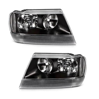 Fit For Grand Cherokee 99-04 Headlight Assembly Front Left Right Black Housing Foto 1 de 4