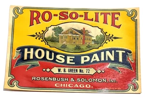 Vtg Ro-So-Lite House Paint Can Paper Label Rosenbush & Solomon Chicago 1920's - Picture 1 of 2