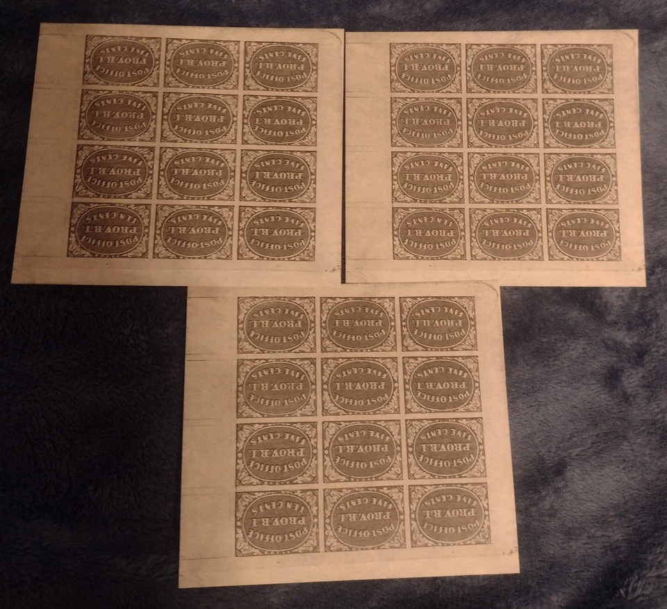 Providence,R.I. Sheet Of Reproductions 12 To A Sheet With Scott #10x1 And 10x2  - Image 1 of 2