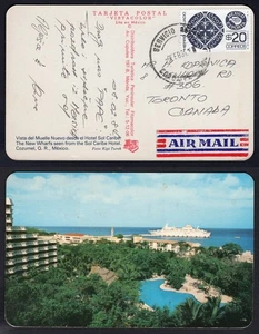 MEXICO 1984 Exporta Stamp on Cozumel Postcard to Canada. Airmail Label - Foto 1 di 3