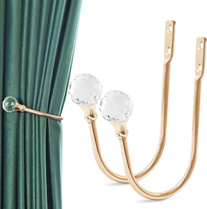 Curtain Holdbacks, Gold Curtain Tieback Hooks Crystal Decorative Curtain Pullbac - Picture 1 of 12