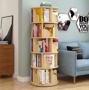 Sanctuary 360-degree Rotating 5 Tier Display Shelf Bookcase Organiser (Natural) - Picture 1 of 3