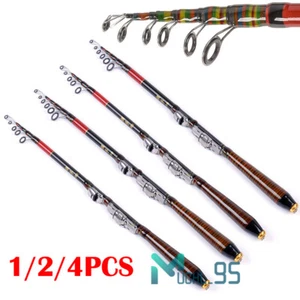 1/2/4x Canna da Pesca Mare Telescopica Professionale in Fibra di Carbonio Viaggio Spinning Pole - Foto 1 di 29