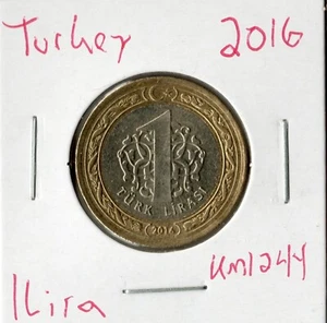Moneda Türkiye 1 lira 2016 KM1244, bimetálica - Imagen 1 de 2