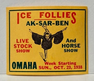 FRANCOBOLLO POSTER ~ FOLLIE DI GHIACCIO ~ spettacolo bestiame e cavalli AK-SAR-BEN ARENA OMAHA NE 1938 - Foto 1 di 2
