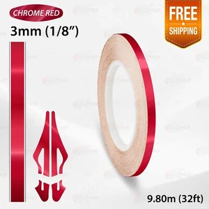 CHROME RED 1/8" 3mm PIN STRIPE Car Model Streamline TAPE Decal Vinyl Sticker - Picture 1 of 12