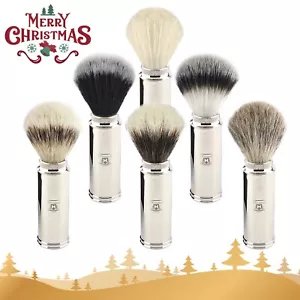 Men's Travel Shaving Brush With Pure Badger Hair in Brass Handle, Gift Set - Picture 1 of 21