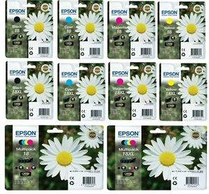 Genuine Original Epson 18 18XL BCMY Ink Cartridges Daisy Black Cyan Choose *LOT* - Picture 1 of 21
