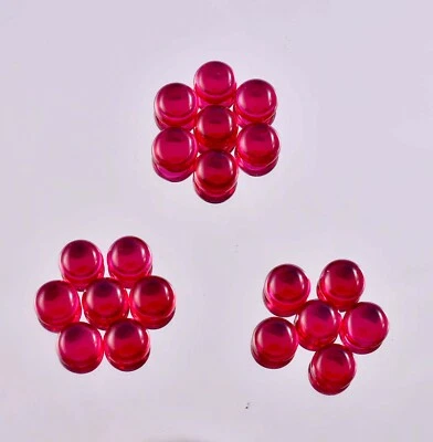 50 Pcs Natural Mogok Red Ruby Round Smooth Cabochon Loose Gemstone Certified - Image 1 of 4