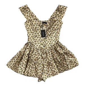Vanessa Mooney Silk Satin Daisy Print Elisabeth Romper Dress S Coquette Milkmaid - Picture 1 of 8