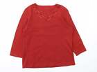 Dash Womens Red 100% Cotton Basic T-Shirt Size 12 Crew Neck