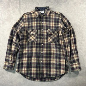 Vintage Shirt Jacket Mens Medium Wool Blend Tartan Plaid 70s 80s - Picture 1 of 7