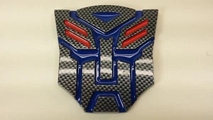 Carbon Blue 3D Autobot 4 Inch Transformers Emblem Badge Decal Car Stickers Truck - Imagen 1 de 1
