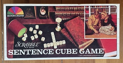 Scrabble Sentence Cube Game Wood Dice 1971 SelRight Selchow Righter Complete Vtg - Image 1 of 4