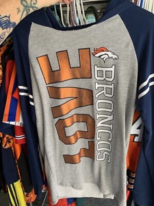 Denver Broncos Girl's NFL Teen Fashion Hoodie Long Sleeve T-Shirt L - Picture 1 of 3