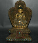 10,4 "Alte Tibet filigrane Türkis Kristall Shakyamuni Amitabha Buddha Statue