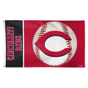 CINCINNATI REDS BASEBALL LOGO 3'X5' DELUXE FLAG NEW WINCRAFT 👀 - Picture 1 of 1