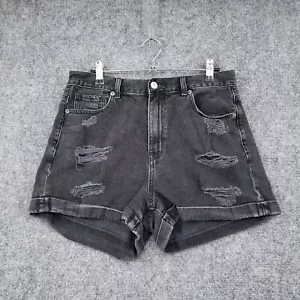American Eagle Shorts Womens 8 Gray Mom High Rise Distressed Denim Jean Zip Fly - Picture 1 of 15