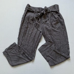 Sundance Pants Womens 6P Gray Paperbag Waist Belted Tapered Pleated Rayon - Picture 1 of 6