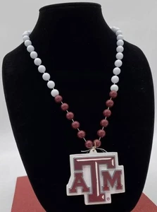 Texas A&M "Aggies" GameDay brand Beaded Necklace Maroon White Mardi Gras EUC - Picture 1 of 4