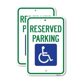 Reserved Parking With Handicapped Symbol Heavy Gauge Aluminum Parking Sign - Picture 1 of 10