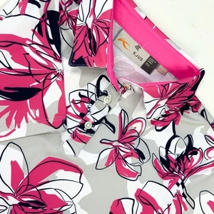 Kjus Girls 152 (Large) Pink Floral Polo UPF50+ Short Sleeve Tennis Golf - Picture 1 of 6