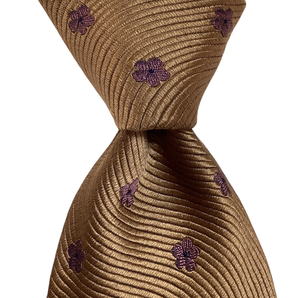 Corbata BRIONI Para Hombres 100% Seda ITALIA Diseñador de Lujo FLORAL Marrón/Púrpura/Azul Usada en Excelente Condición Foto 1 de 3