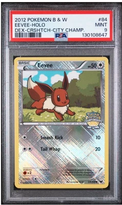 2012 POKEMON BLACK & WHITE DARK EXPLORERS #84 EEVEE DEX-CRSHTCH-CITY CHAMP PSA 9 - Image 1 of 2