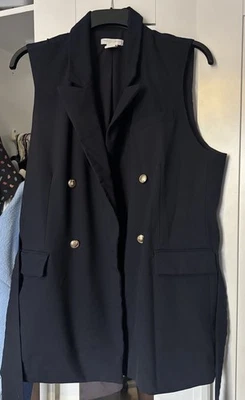 Women’s, Christian Siriano New York, Sleeveless Waistcoat, Belt, Navy, Size: XL. - Image 1 of 4